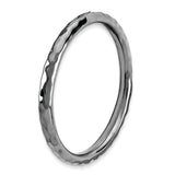 Sterling Silver Stackable Expressions Black-plated Hammered Ring