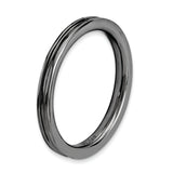 Sterling Silver Stackable Expressions Black-plated Grooved Ring
