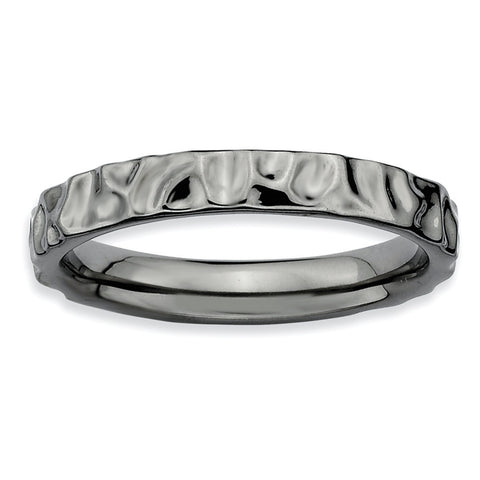 Sterling Silver Stackable Expressions Black-plated Ring - shirin-diamonds