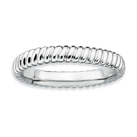 Sterling Silver Stackable Expressions Rhodium Ring - shirin-diamonds