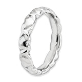 Sterling Silver Stackable Expressions Rhodium Hearts Ring QSK283