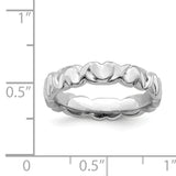 Sterling Silver Stackable Expressions Rhodium Hearts Ring QSK283