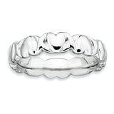 Sterling Silver Stackable Expressions Rhodium Hearts Ring QSK283 - shirin-diamonds