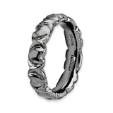 Sterling Silver Stackable Expressions Black-plated Hearts Ring QSK285