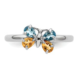 Sterling Silver Stackable Expressions Blue Topaz & Citrine Butterfly Ring