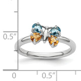 Sterling Silver Stackable Expressions Blue Topaz & Citrine Butterfly Ring