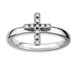 Sterling Silver Stackable Expressions Cross Diamond Ring - shirin-diamonds