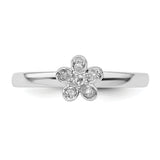 Sterling Silver Stackable Expressions Flower Diamond Ring