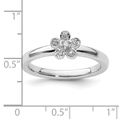 Sterling Silver Stackable Expressions Flower Diamond Ring