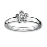 Sterling Silver Stackable Expressions Flower Diamond Ring - shirin-diamonds