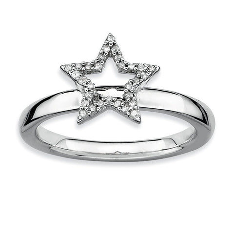 Sterling Silver Stackable Expressions Star Diamond Ring - shirin-diamonds