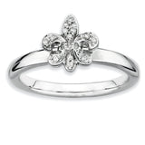 Sterling Silver Stackable Expressions Fleur De Lis Diamond Ring - shirin-diamonds