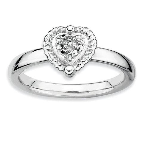 Sterling Silver Stackable Expressions Heart Diamond Ring - shirin-diamonds