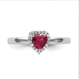 Sterling Silver Stackable Expressions Cr. Ruby Heart Diamond Ring