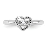 Sterling Silver Stackable Expressions Heart Diamond Ring