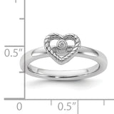 Sterling Silver Stackable Expressions Heart Diamond Ring