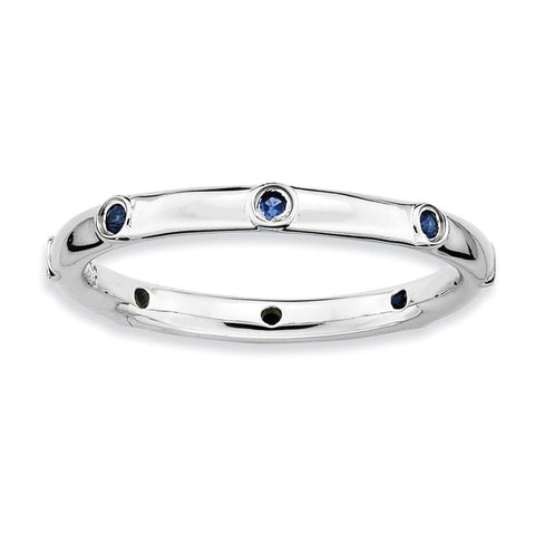 Sterling Silver Stackable Expressions Created Sapphire Ring - shirin-diamonds