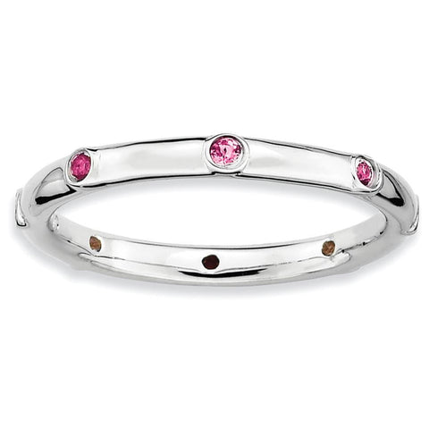 Sterling Silver Stackable Expressions Pink Tourmaline Ring - shirin-diamonds