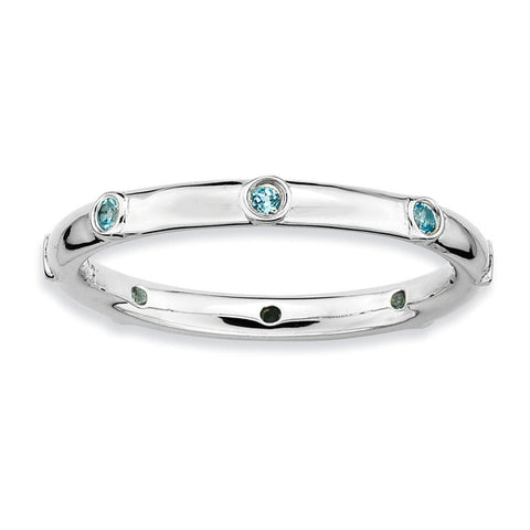 Sterling Silver Stackable Expressions Blue Topaz Ring - shirin-diamonds
