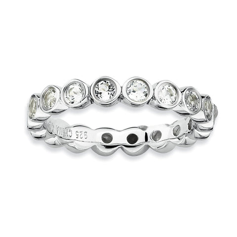 Sterling Silver Stackable Expressions White Topaz Ring - shirin-diamonds