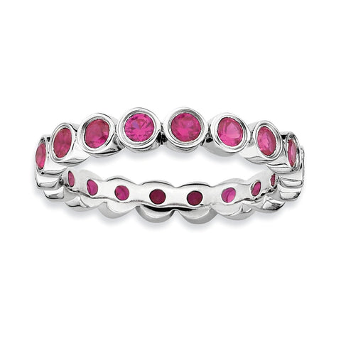 Sterling Silver Stackable Expressions Created Ruby Ring - shirin-diamonds
