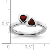 Sterling Silver Stackable Expressions Garnet Double Heart Ring