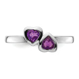 Sterling Silver Stackable Expressions Amethyst Double Heart Ring