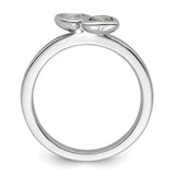 Sterling Silver Stackable Expressions White Topaz Double Heart Ring
