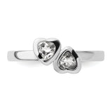 Sterling Silver Stackable Expressions White Topaz Double Heart Ring