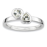 Sterling Silver Stackable Expressions White Topaz Double Heart Ring - shirin-diamonds