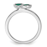Sterling Silver Stackable Expressions Cr. Emerald Double Heart Ring
