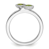 Sterling Silver Stackable Expressions Peridot Double Heart Ring