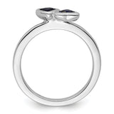 Sterling Silver Stackable Expressions Cr. Sapphire Double Heart Ring