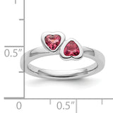 Sterling Silver Stackable Expressions Pink Tourmaline Double Heart Ring