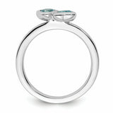 Sterling Silver Stackable Expressions Blue Topaz Double Heart Ring