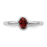 Sterling Silver Stackable Expressions Oval Garnet Ring