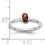 Sterling Silver Stackable Expressions Oval Garnet Ring