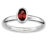 Sterling Silver Stackable Expressions Oval Garnet Ring - shirin-diamonds