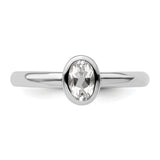 Sterling Silver Stackable Expressions Oval White Topaz Ring