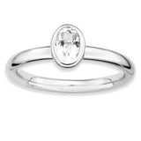 Sterling Silver Stackable Expressions Oval White Topaz Ring - shirin-diamonds