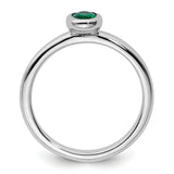 Sterling Silver Stackable Expressions Oval Created Emerald Ring Size 8