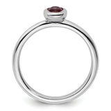 Sterling Silver Stackable Expressions Oval Rhodolite Garnet Ring