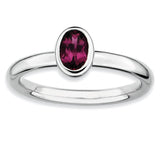 Sterling Silver Stackable Expressions Oval Rhodolite Garnet Ring - shirin-diamonds