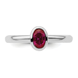 Sterling Silver Stackable Expressions Oval Created Ruby Ring