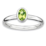 Sterling Silver Stackable Expressions Oval Peridot Ring - shirin-diamonds