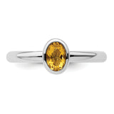 Sterling Silver Stackable Expressions Oval Citrine Ring