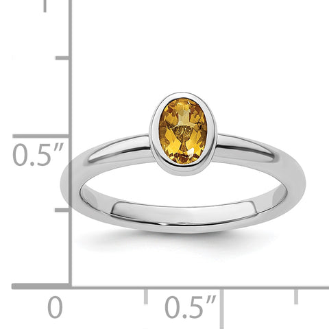 Sterling Silver Stackable Expressions Oval Citrine Ring