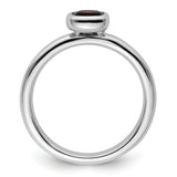 Sterling Silver Stackable Expressions Cushion Cut Garnet Ring