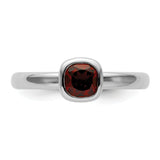 Sterling Silver Stackable Expressions Cushion Cut Garnet Ring