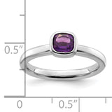 Sterling Silver Stackable Expressions Cushion Cut Amethyst Ring
